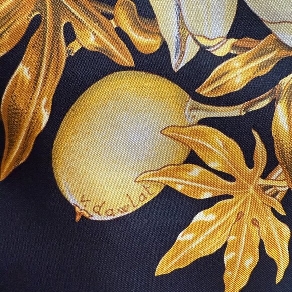 [SOLD] Authentic Hermès Black Passiflores Silk Scarf - Picture 12 of 14